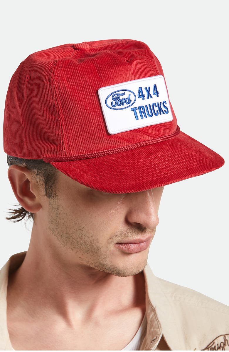 Brixton Ford 4x4 HP Snapback Trucker Hat, Alternate, color, Candy Apple Red