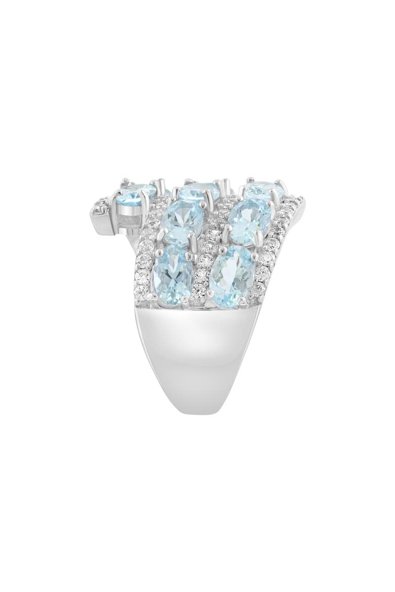 Sterling Silver Aquamarine & Diamond Ring, Alternate, color, BLUE