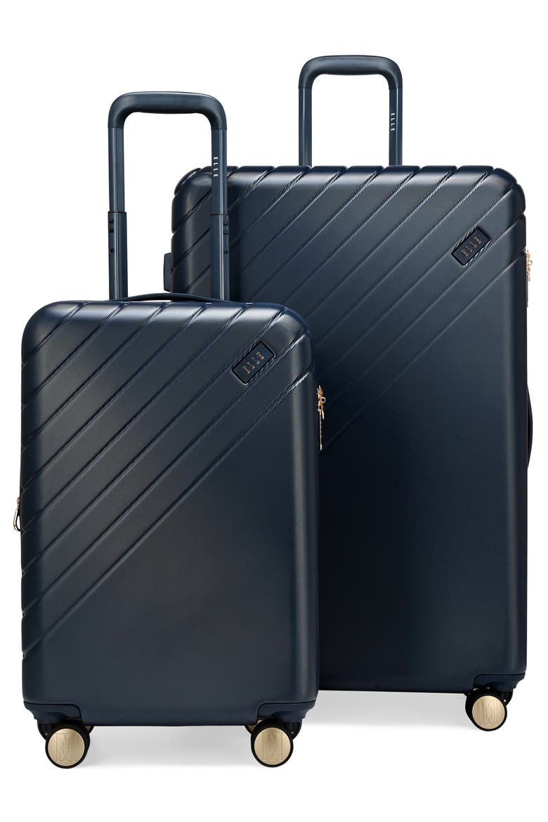 Louvre 2 Piece Expandable Polycarbonate Spinner Luggage Set, Main, color, Navy