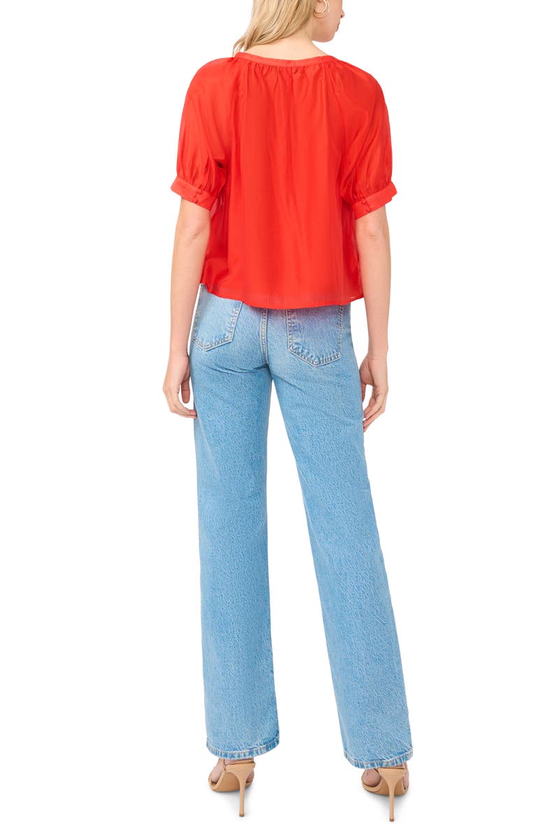 Vince Camuto Puff Sleeve Top, Alternate, color, Lobster Red