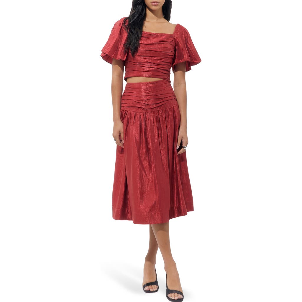 Adelyn Rae Selena Textured Taffeta Two-piece Dress In Burgundy