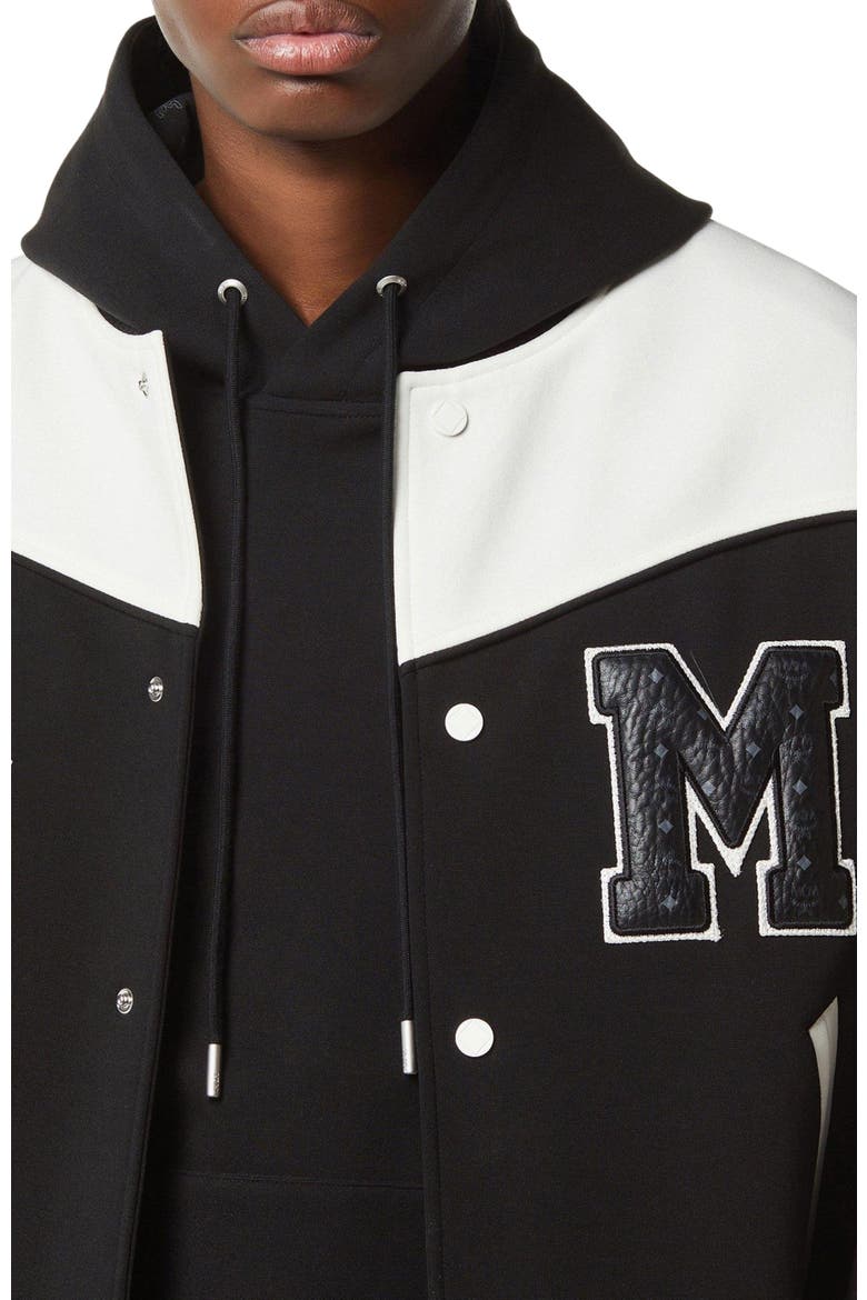 Munchen Ponte Varsity Jacket, Alternate, color, Black and White