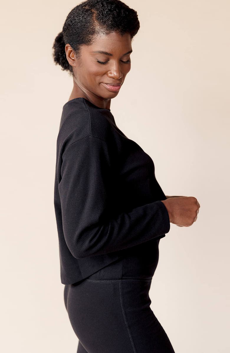Of an Origin Organic Cotton Long Sleeve Rib Knit Crop Top & Nursing Cover, Alternate, color, 