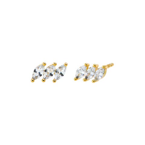 CZ Triple Pear Stud Earring