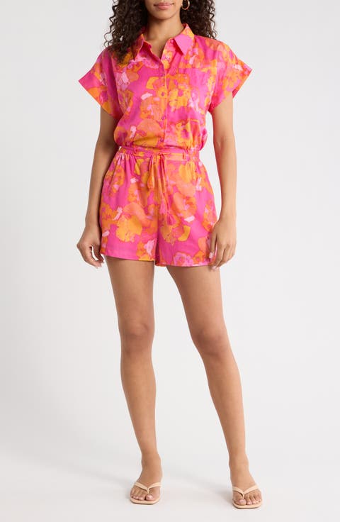 Elaris Floral Mavy Cotton Button-Up Romper