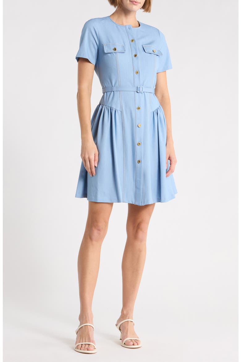 Buttoned Denim Dress, Main, color, LIGHT INDIGO