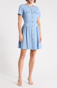 BCBG Buttoned Denim Dress
