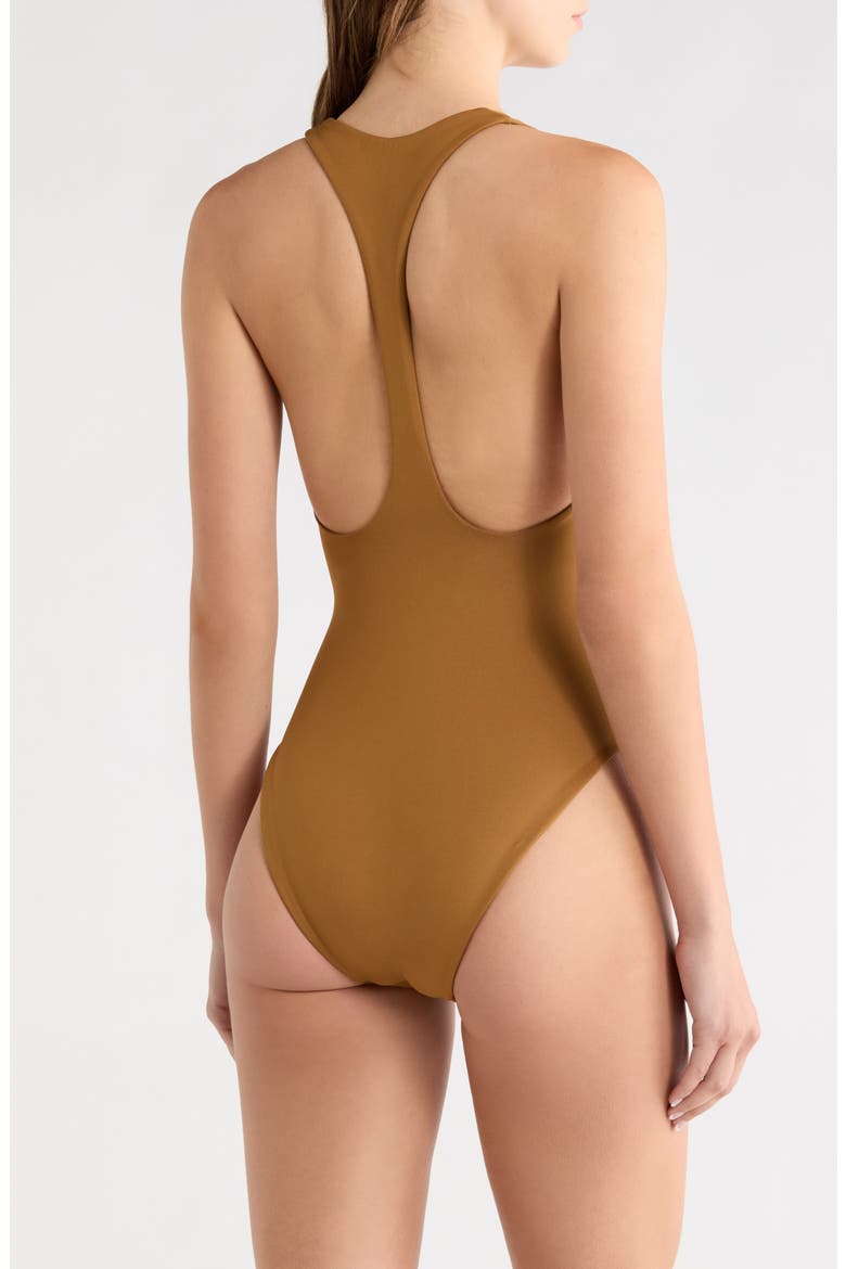 Fast Track Racerback One-Piece Swimsuit, Alternate, color, TAN LINES BROWN