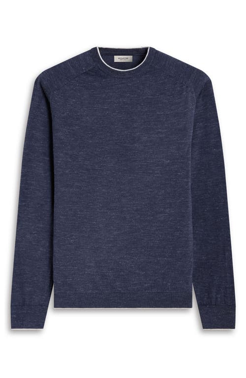 Bugatchi Merino Wool, Silk & Linen Crewneck Sweater In Blue