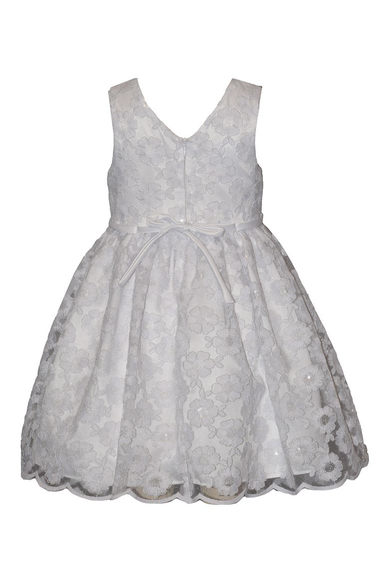 Kids' Embroidered Mesh Overlay Party Dress, Alternate, color, WHITE