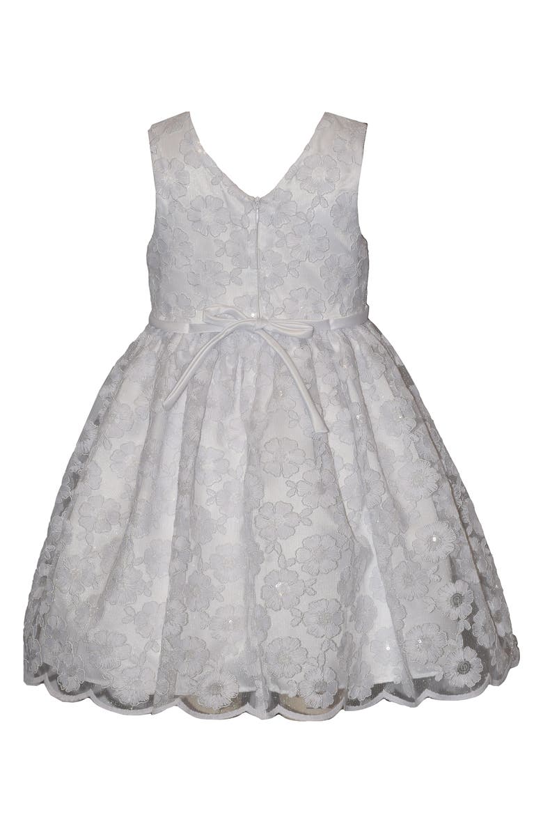 Iris 
Ivy Kids
 Embroidered Mesh Overlay Party Dress, Alternate, color, White