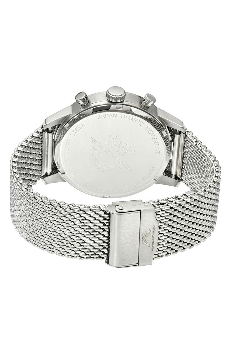 PORSAMO BLEU Simon Mesh Strap Chronograph Watch, 44mm, Alternate, color, Silver Black And Red