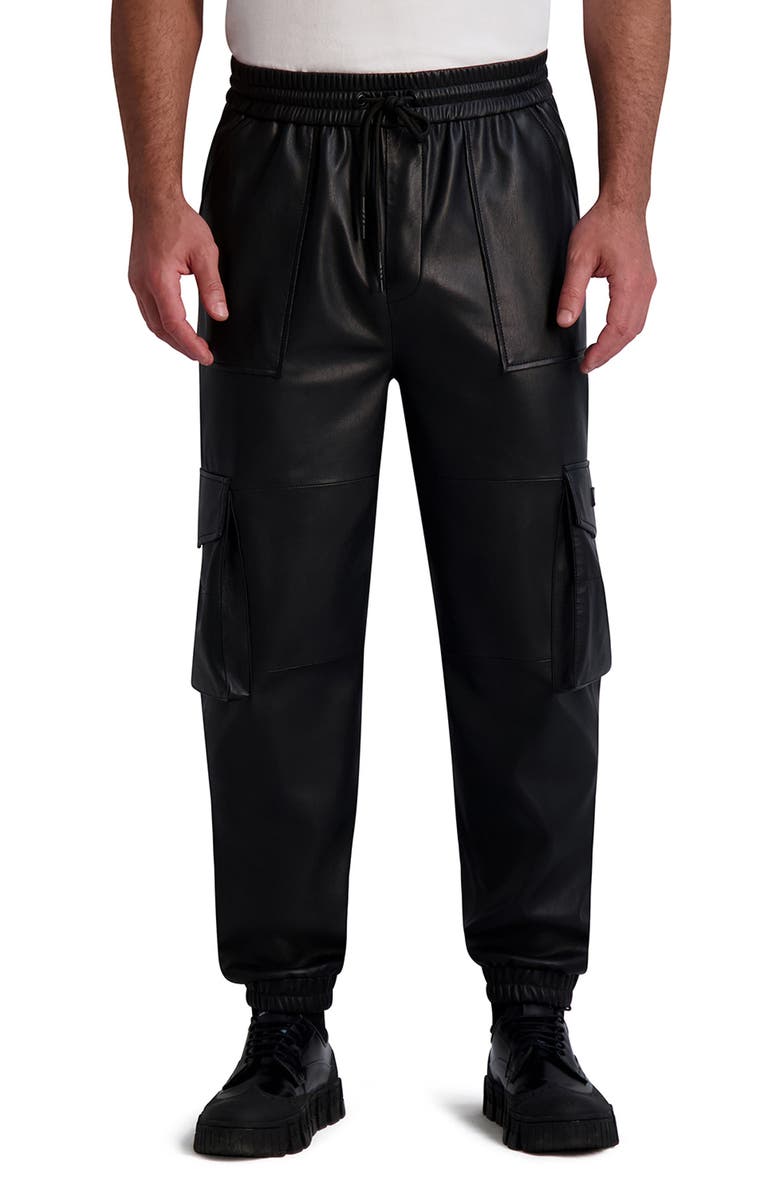 KARL LAGERFELD PARIS Faux Leather Cargo Pants, Main, color, 