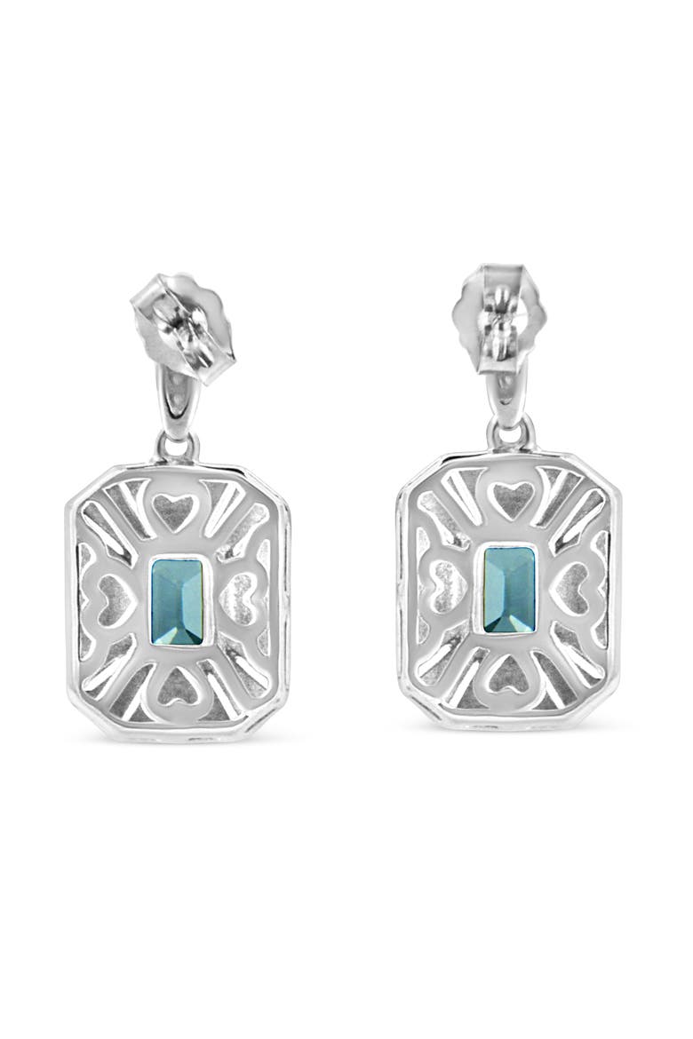 Silver 5mm Blue Topaz and Diamond Dangle Earrings, Alternate, color, White