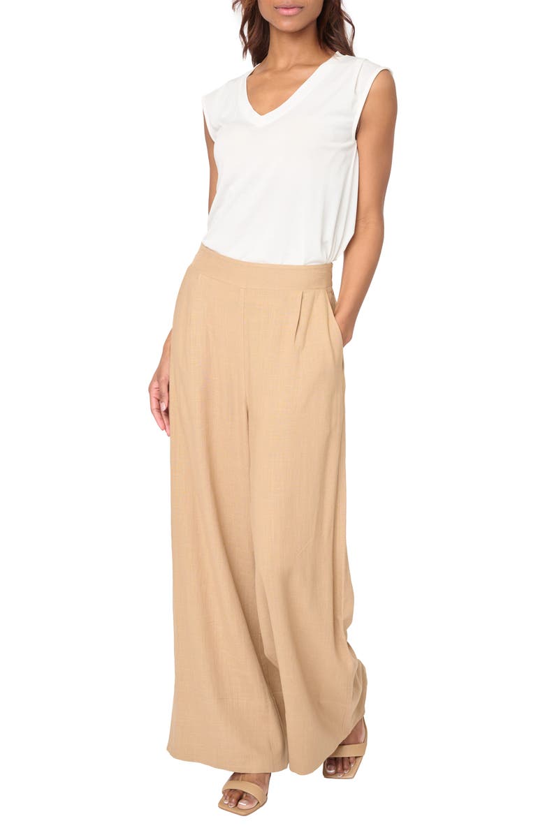 GIBSONLOOK Linen Blend Wide Leg Pants, Alternate, color, Nutshell Brown