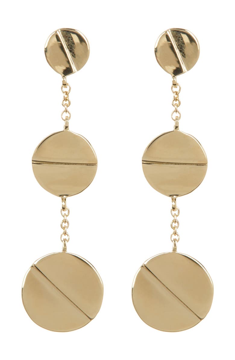Bony Levy 14K Yellow Gold Etched Circle Triple Drop Earrings, Main, color, 