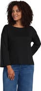 Lands' End Plus Size Bracelet Sleeve Supima Cotton Boat Neck Flare Sleeve Top