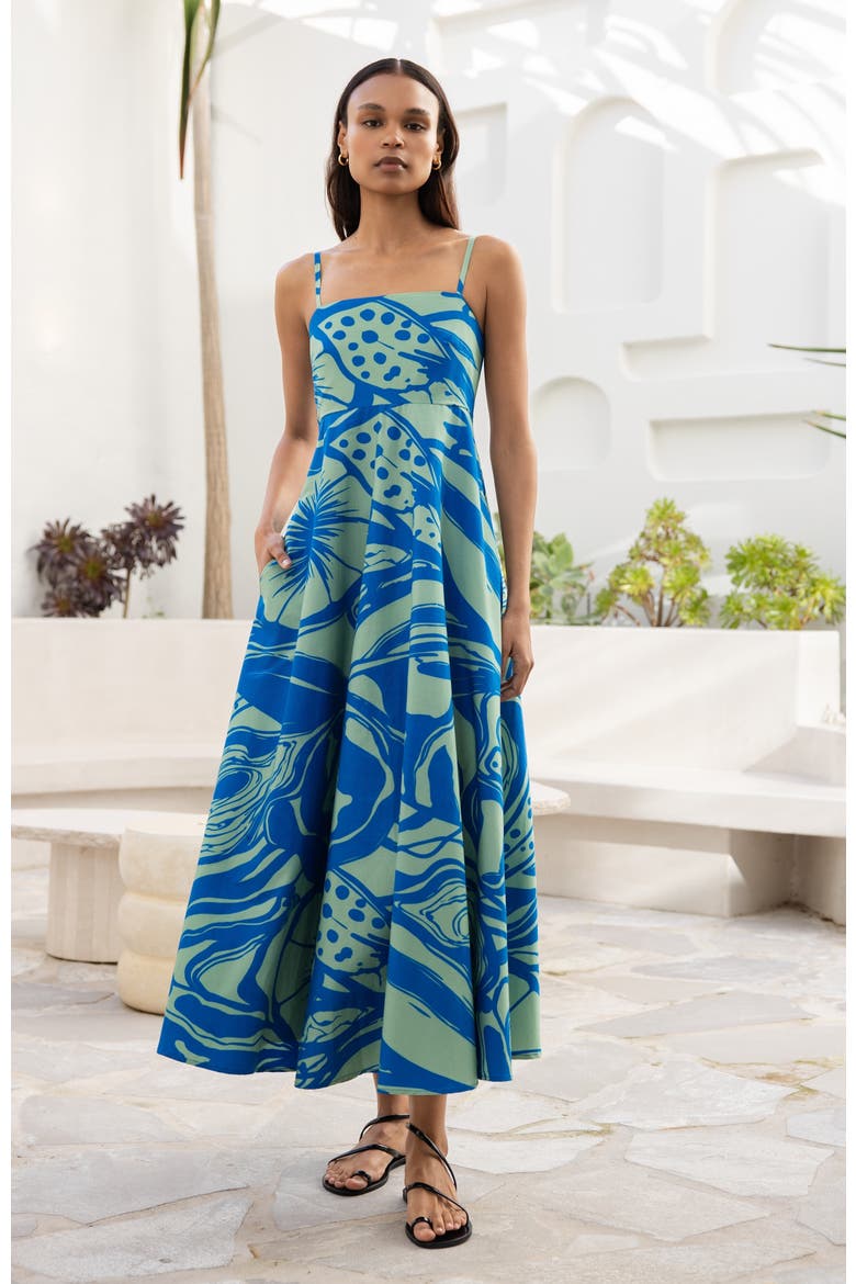 Tima Mint Oria Cotton Midi Dress, Alternate, color, Tima Mint