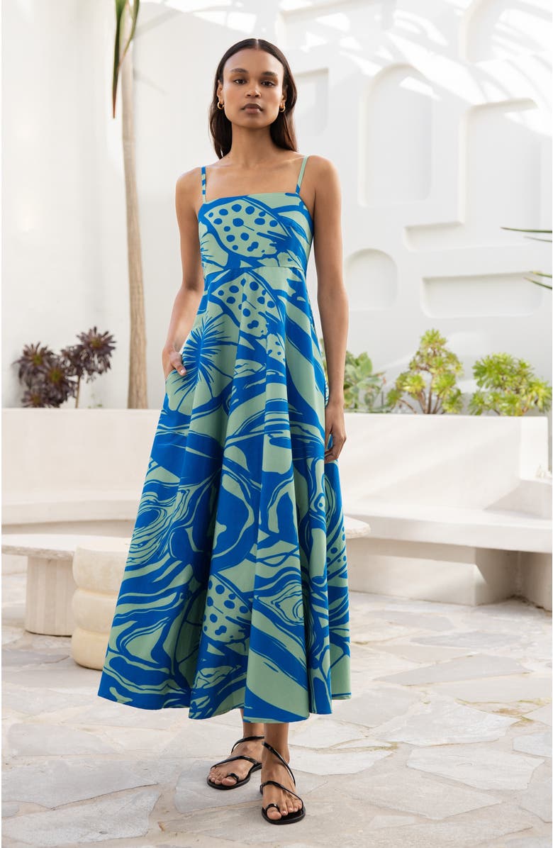 DIARRABLU Tima Mint Oria Cotton Midi Dress, Alternate, color, Tima Mint