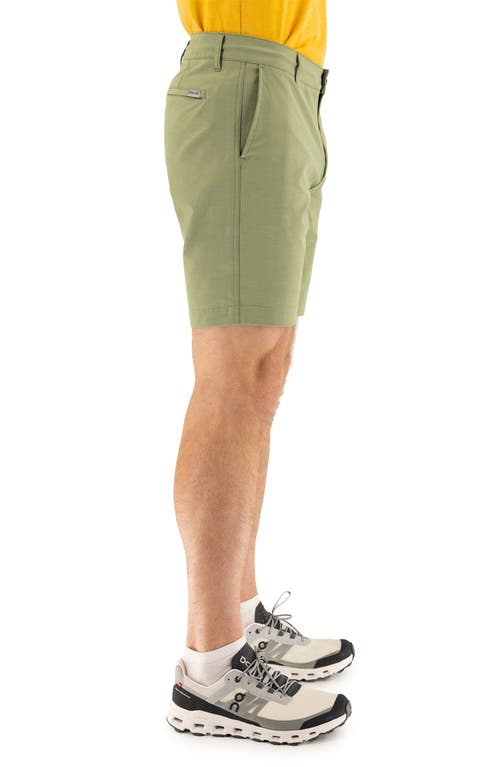 Devil-dog Dungarees 8-inch Hybrid Chino Shorts In Oil Green