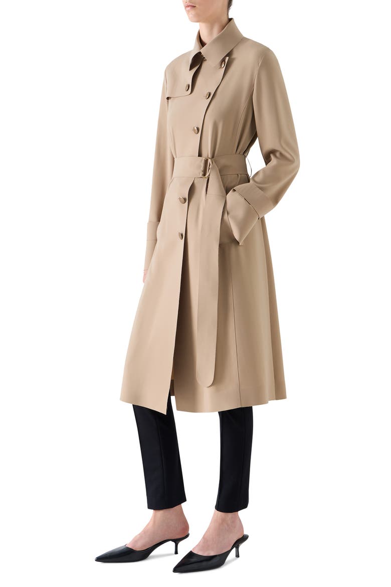 Laser Cut Technical Crepe Trench Coat, Alternate, color, BEIGE
