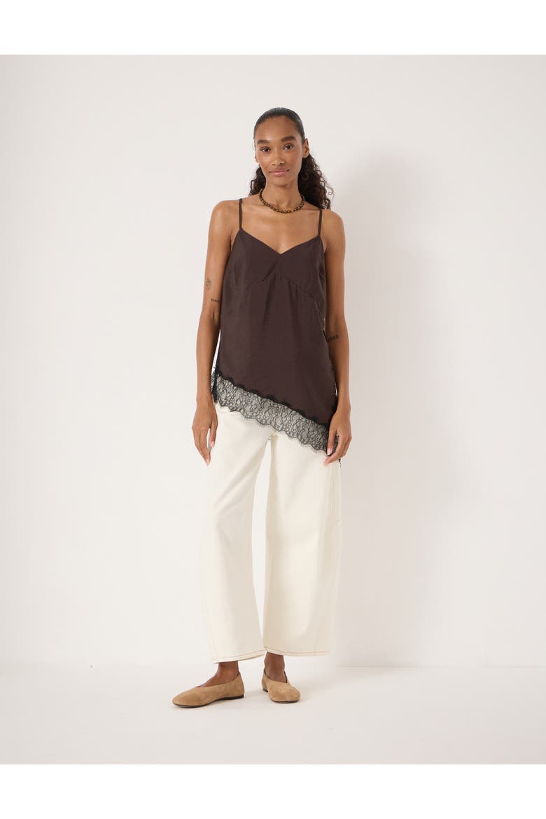 Marnie Asymmetric Lace Trim Cami Top, Alternate, color, Dark Brown