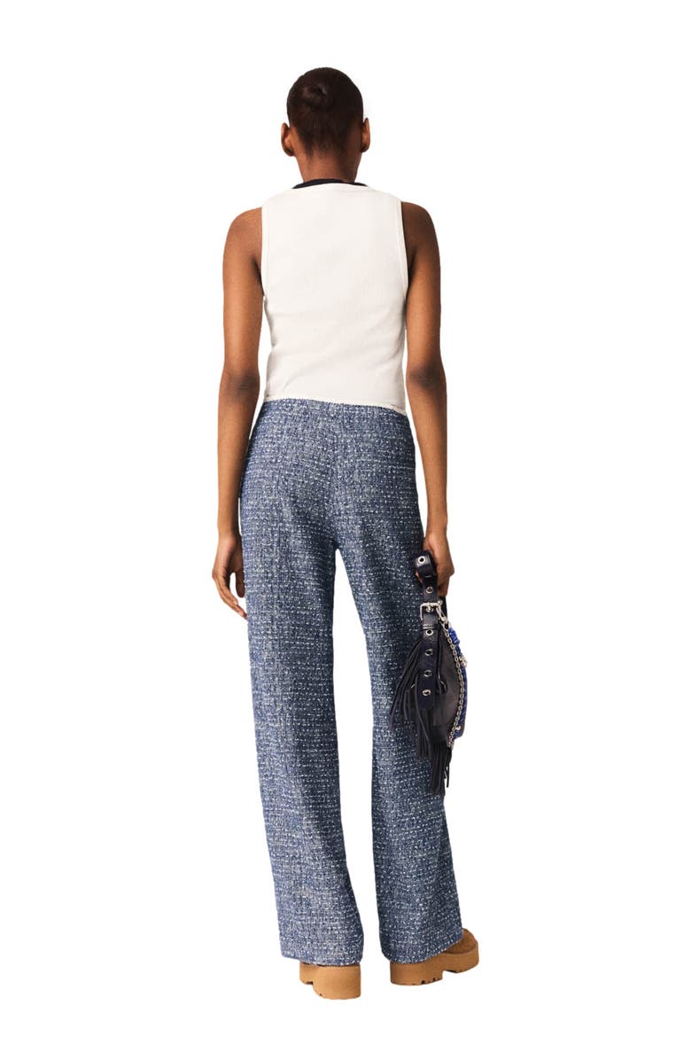 maje Tweed trousers, Alternate, color, Navy