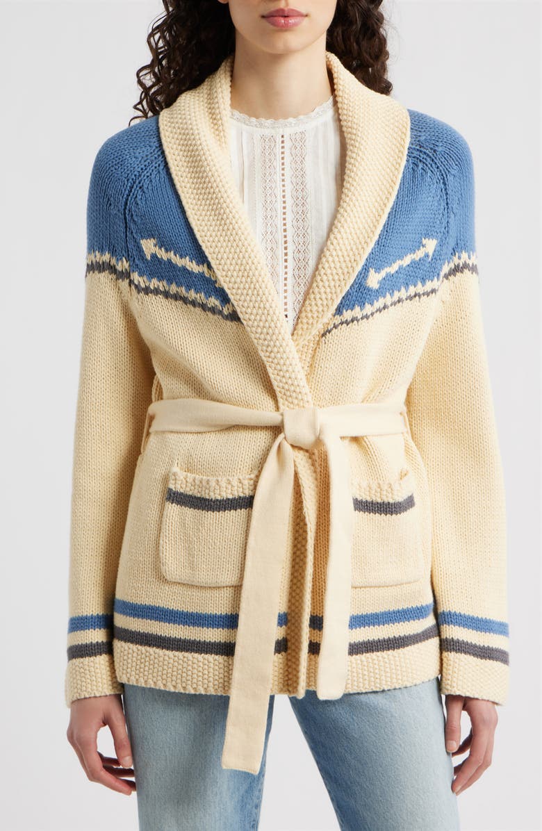 THE GREAT. & Stetson The Western Riding Cardigan, Alternate, color, Robin Blue