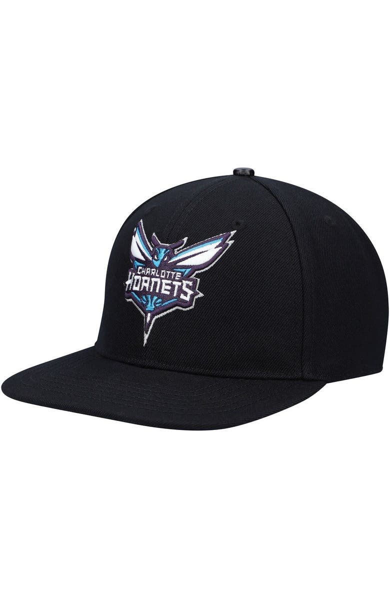 PRO STANDARD Men's Pro Standard Black Charlotte Hornets Primary Logo Snapback Hat, Alternate, color,