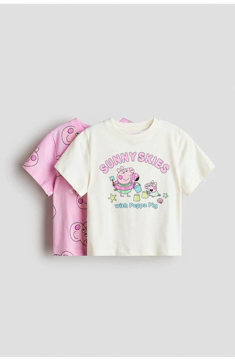 H&M 2-pack Printed T-shirts, Main, color, Light Pink/Peppa Pig