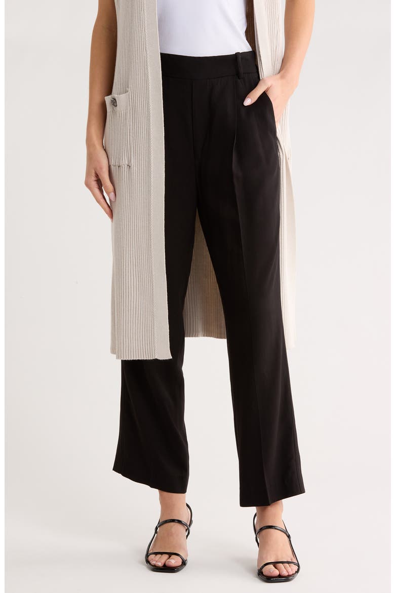 Pleated Cropped Pants, Main, color, BLACK