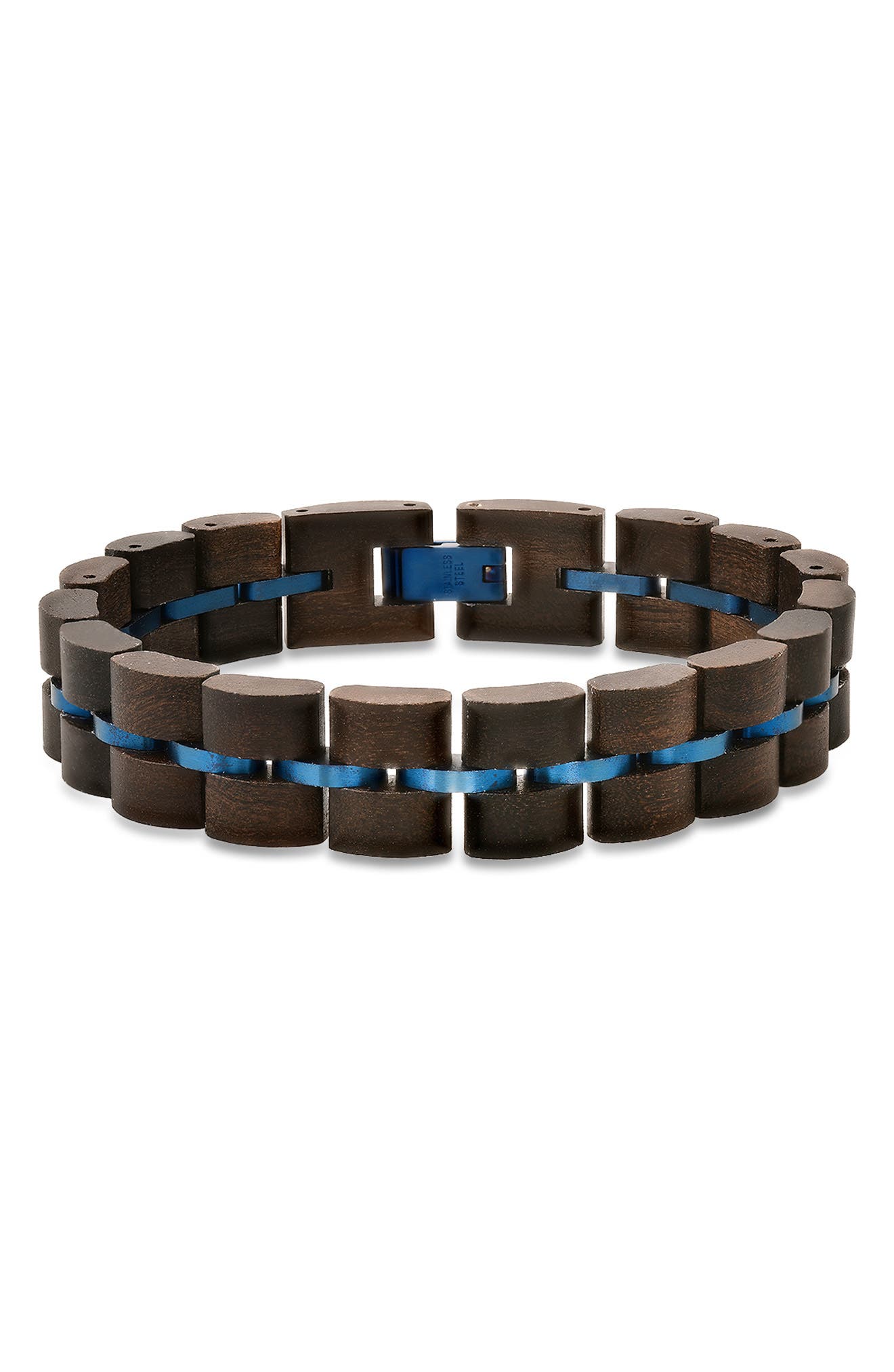 HMY JEWELRY Men's Stainless Steel Wood Bracelet