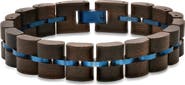 HMY JEWELRY Men's Stainless Steel Wood Bracelet