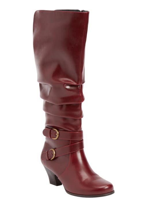 Comfortview The Cleo Tall Wide Calf Boot In Burgundy