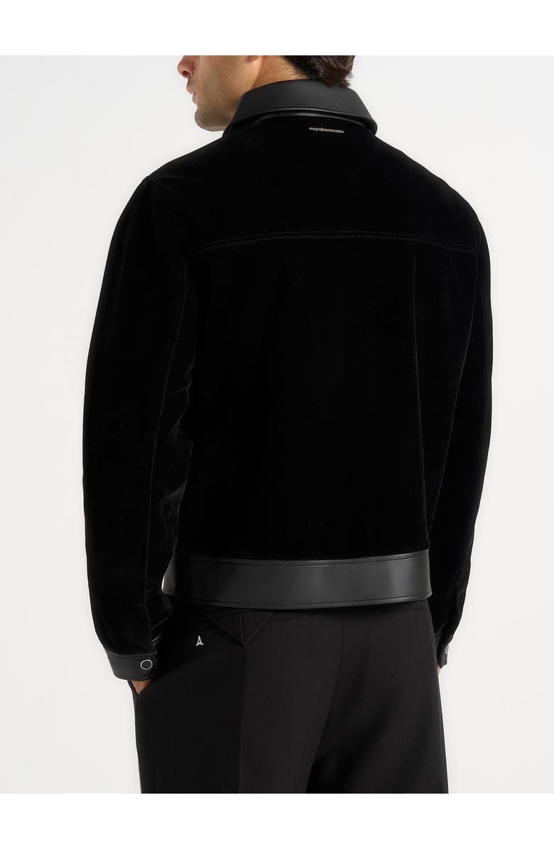 Manière De Voir Tony Velvet & Leather Contrast Jacket, Alternate, color, Black