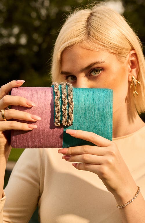 Simitri Color Block Braided Clutch In Multi