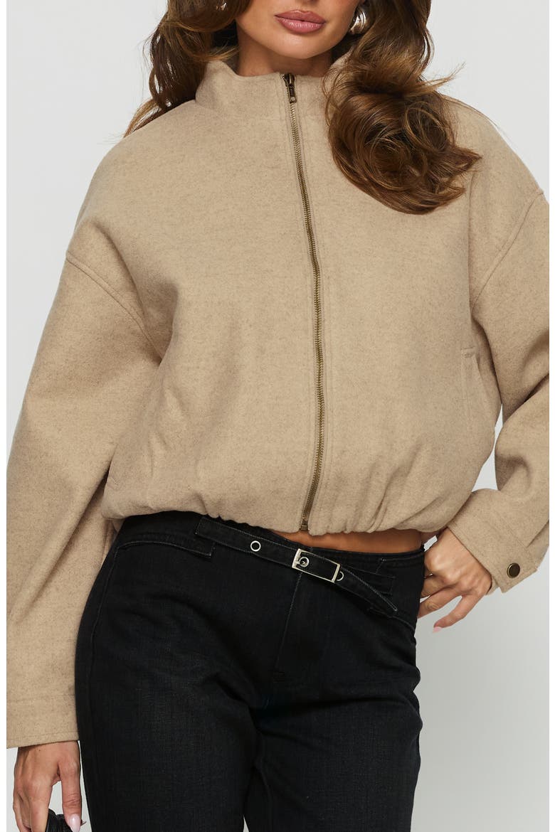Chayden Cropped Bomber Jacket, Main, color, BEIGE