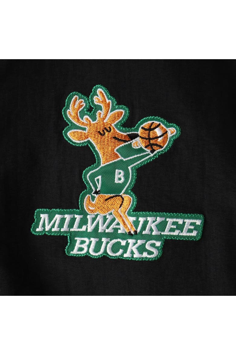 Men's Mitchell & Ness Black Milwaukee Bucks Hardwood Classics Anorak Half-Zip Pullover Hoodie Windbreaker Jacket, Alternate, color, Black
