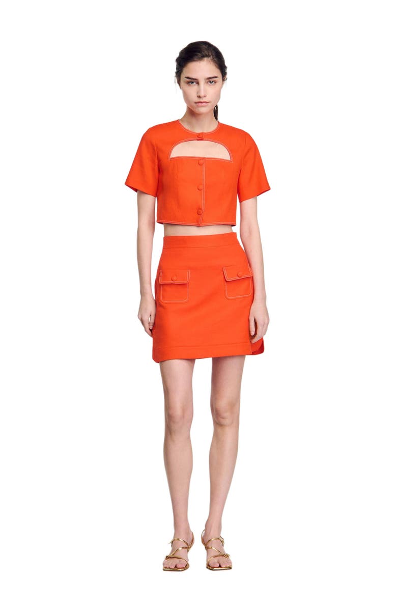 SANDRO Short skirt with pockets, Alternate, color, 