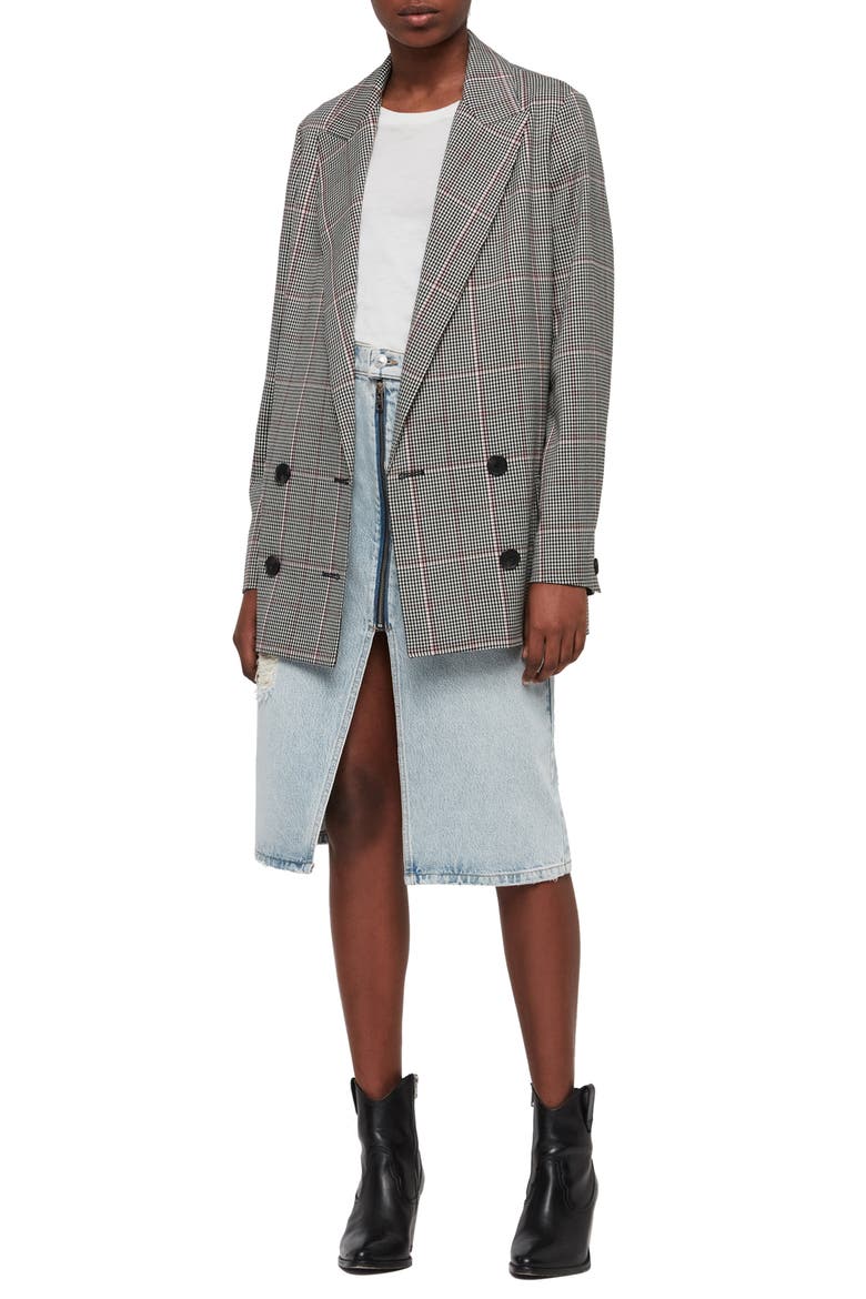 Helei Check Oversize Blazer, Main, color, BLACK/ WHITE