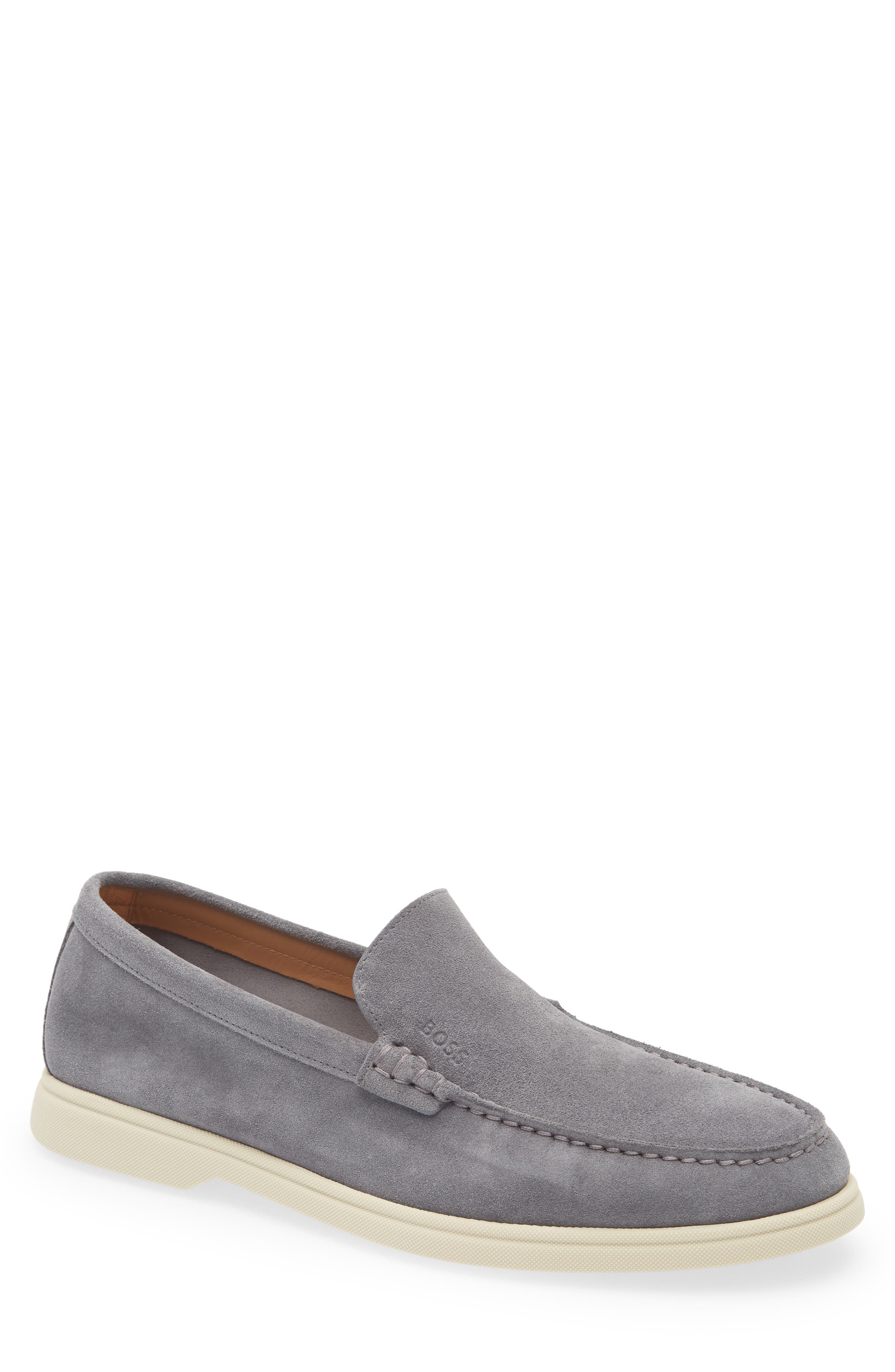 BOSS Sienne Moc Toe Loafer, Main, color, Grey