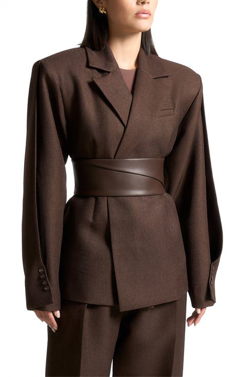 Marie Twist Sleeve Tailored Blazer with Belt