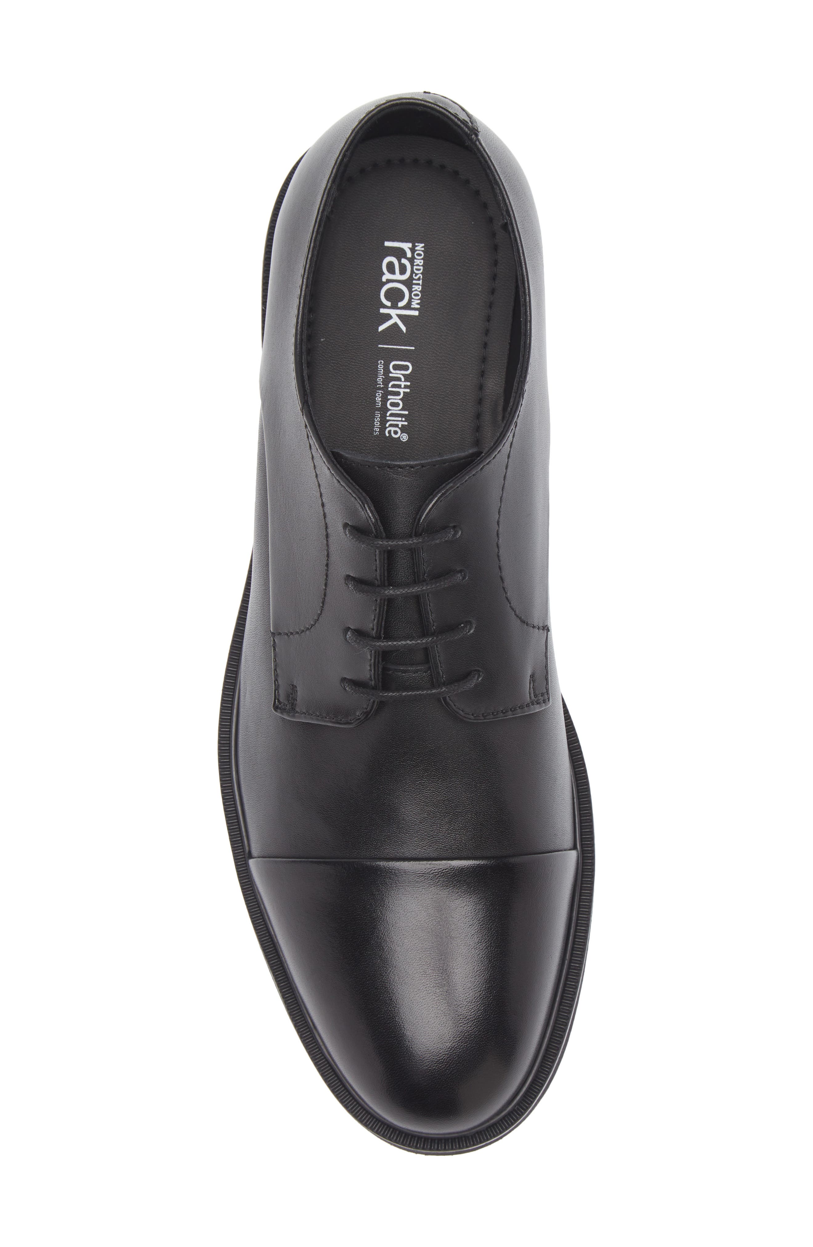 NORDSTROM RACK Ryden Cap Toe Derby, Alternate, color, Black Leather