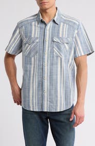 Lucky Brand Plaid Snap-Up Western Work Shirt