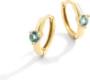 Mint & Lily Solitaire Birthstone Huggie Hoop Earrings