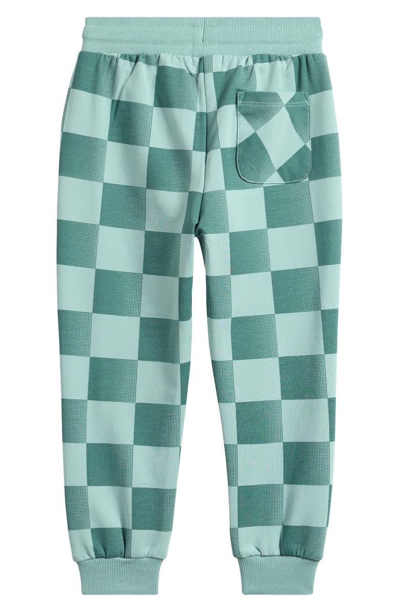 MILES THE LABEL Kids' Checkerboard Stretch Cotton Sweatpants, Alternate, color, Light Turquoise