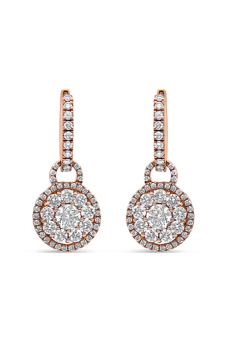 18K Rose Gold 1 1/2 Cttw Diamond Composite Dangle Earrings, Main, color, Pink
