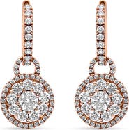 Haus of Brilliance 18K Rose Gold 1 1/2 Cttw Diamond Composite Dangle Earrings