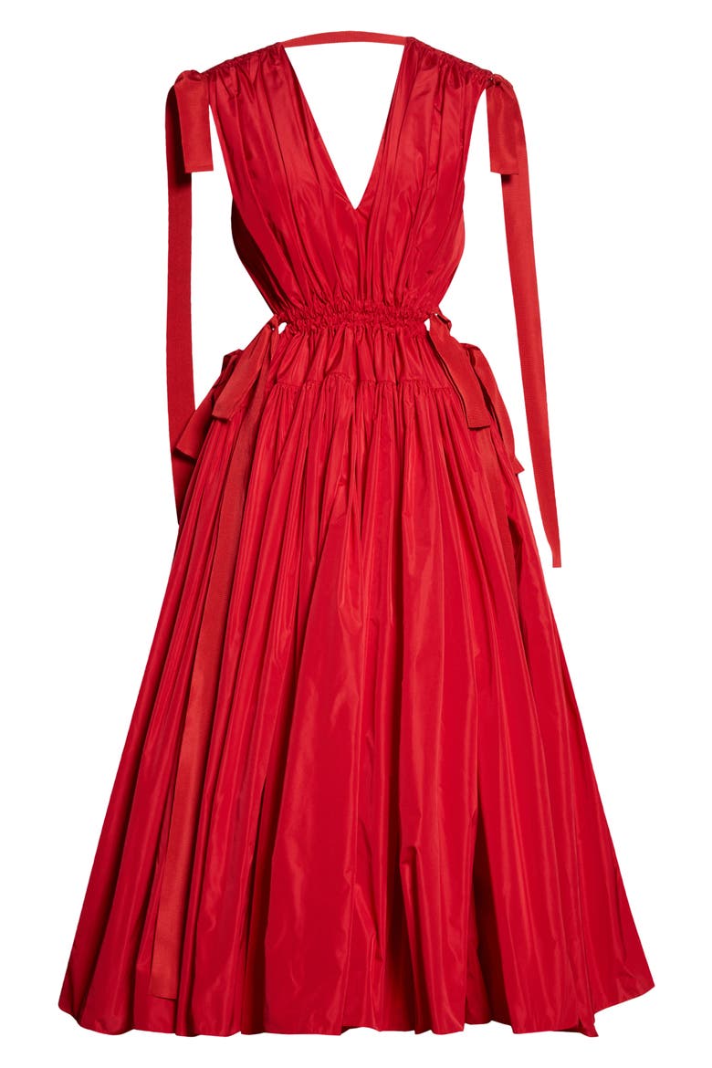 Alexander McQueen Taffeta Fit & Flare Dress, Alternate, color, RED