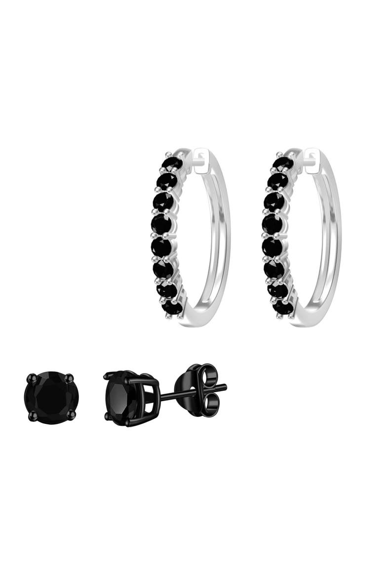 Black Rhodium Plated Studs And Hoops Set, Main, color, Black